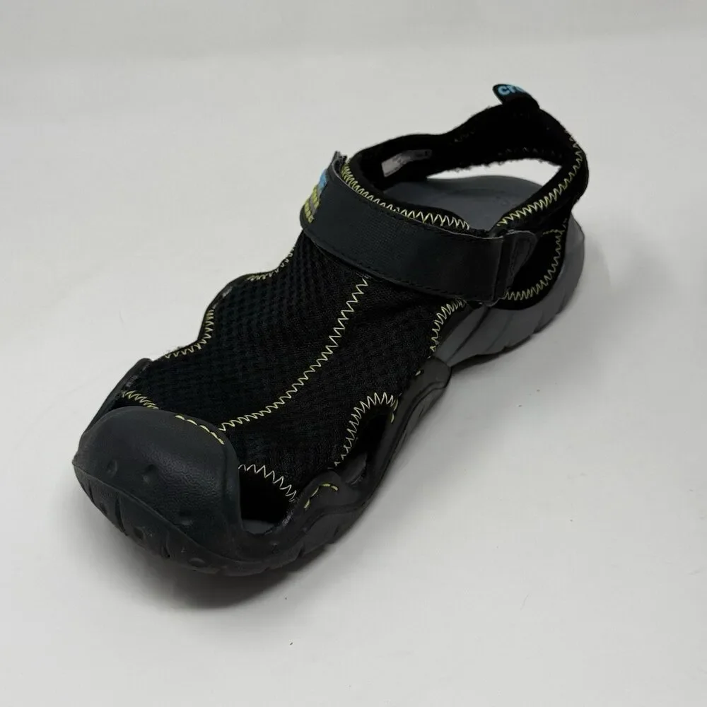 Crocs Swiftwater Mesh Deck Sandals Shoes Mens 8 Black Fisherman Water Comfort